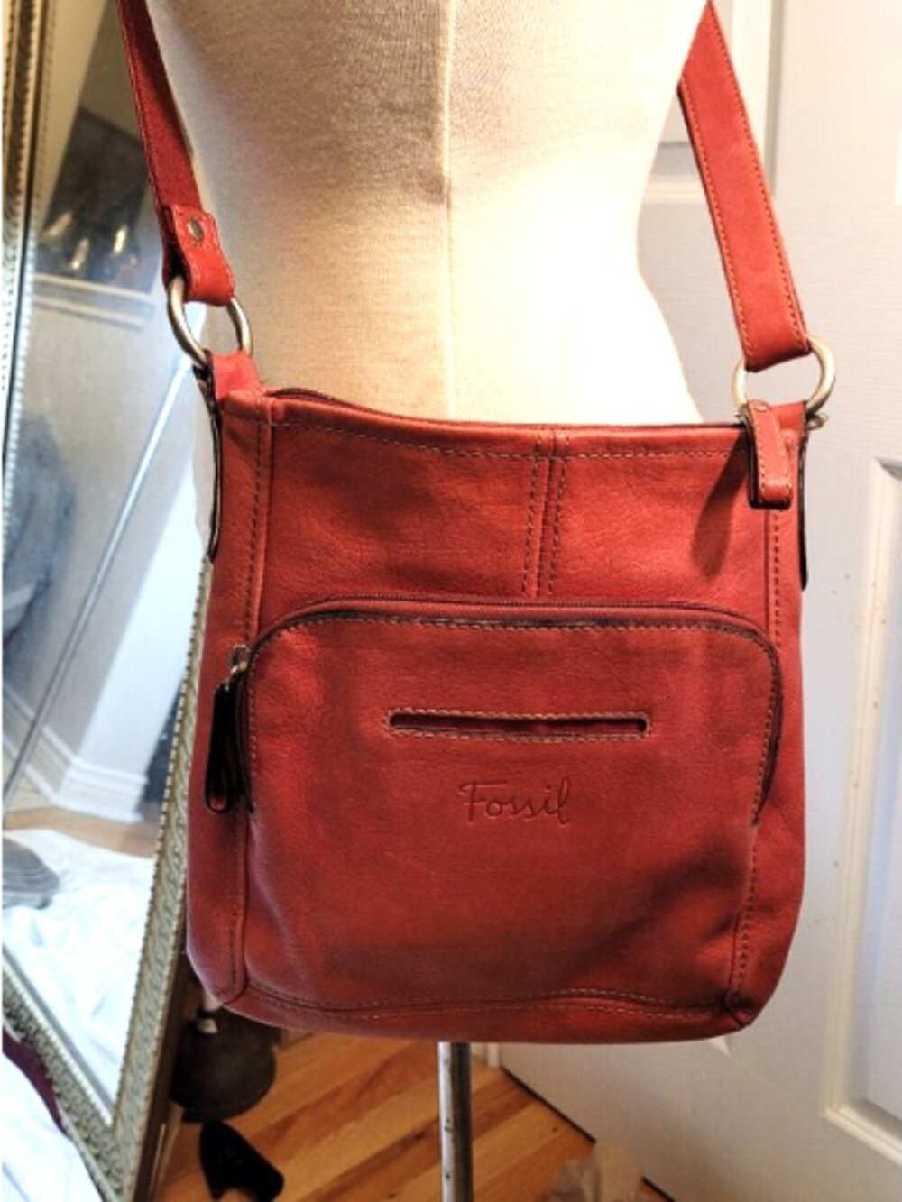 Fossil Red Leather Cross-body/Shoulder Bag